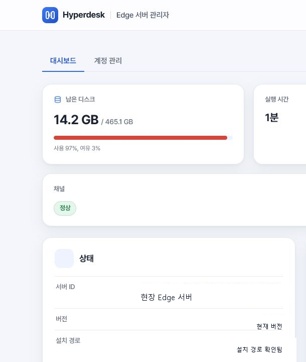 Edge 관리자 대시보드 화면